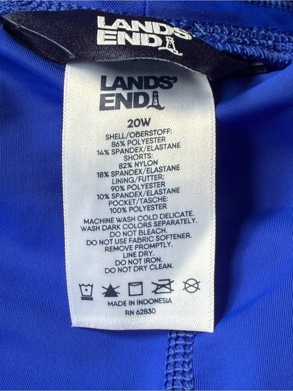 Lands’ End Swim Skirt Skirtini Bottom Women’s 20W Blue Built-In Shorts